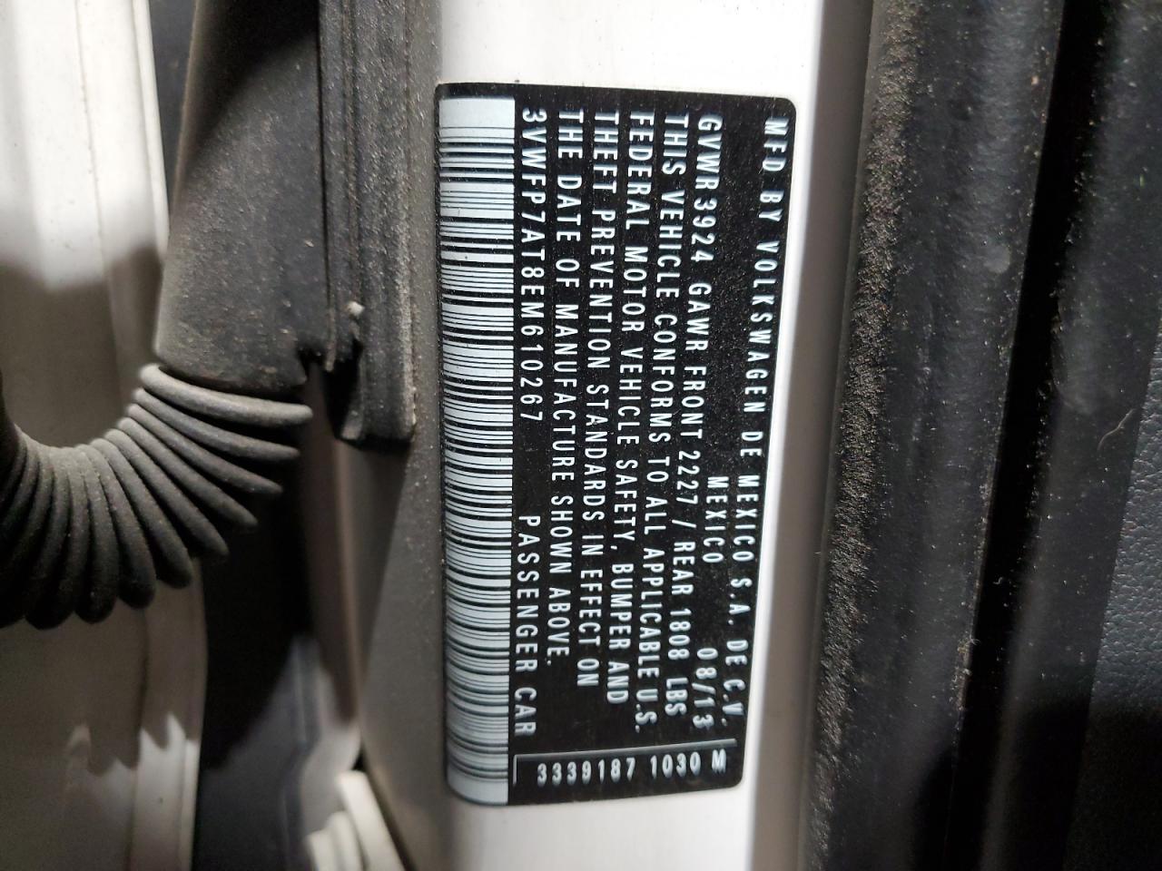 2014 Volkswagen Beetle VIN: 3VWFP7AT8EM610267 Lot: 92383505