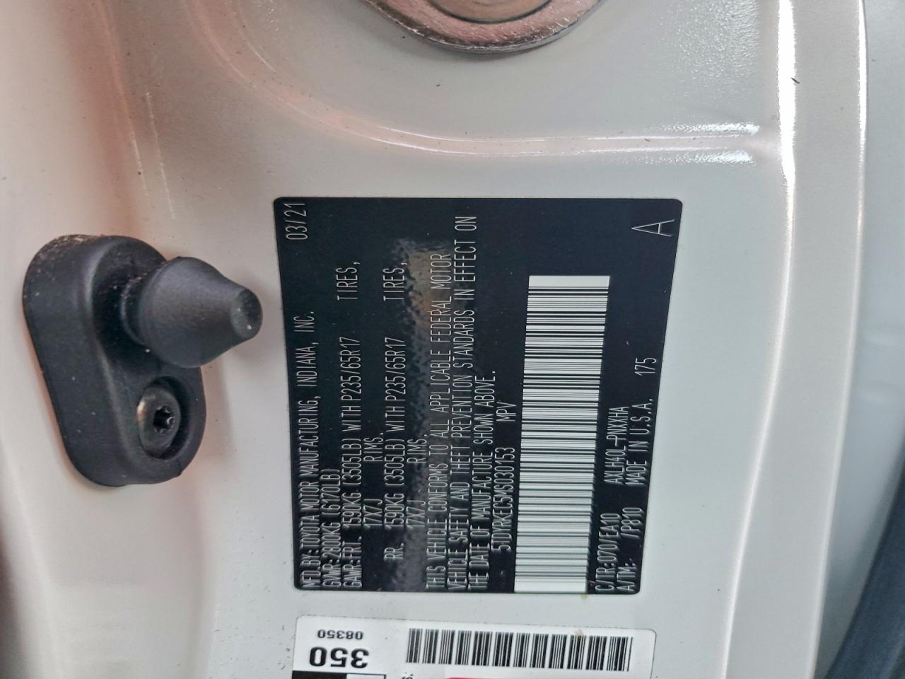 2021 Toyota Sienna Xle VIN: 5TDYRKEC5MS030153 Lot: 94401585