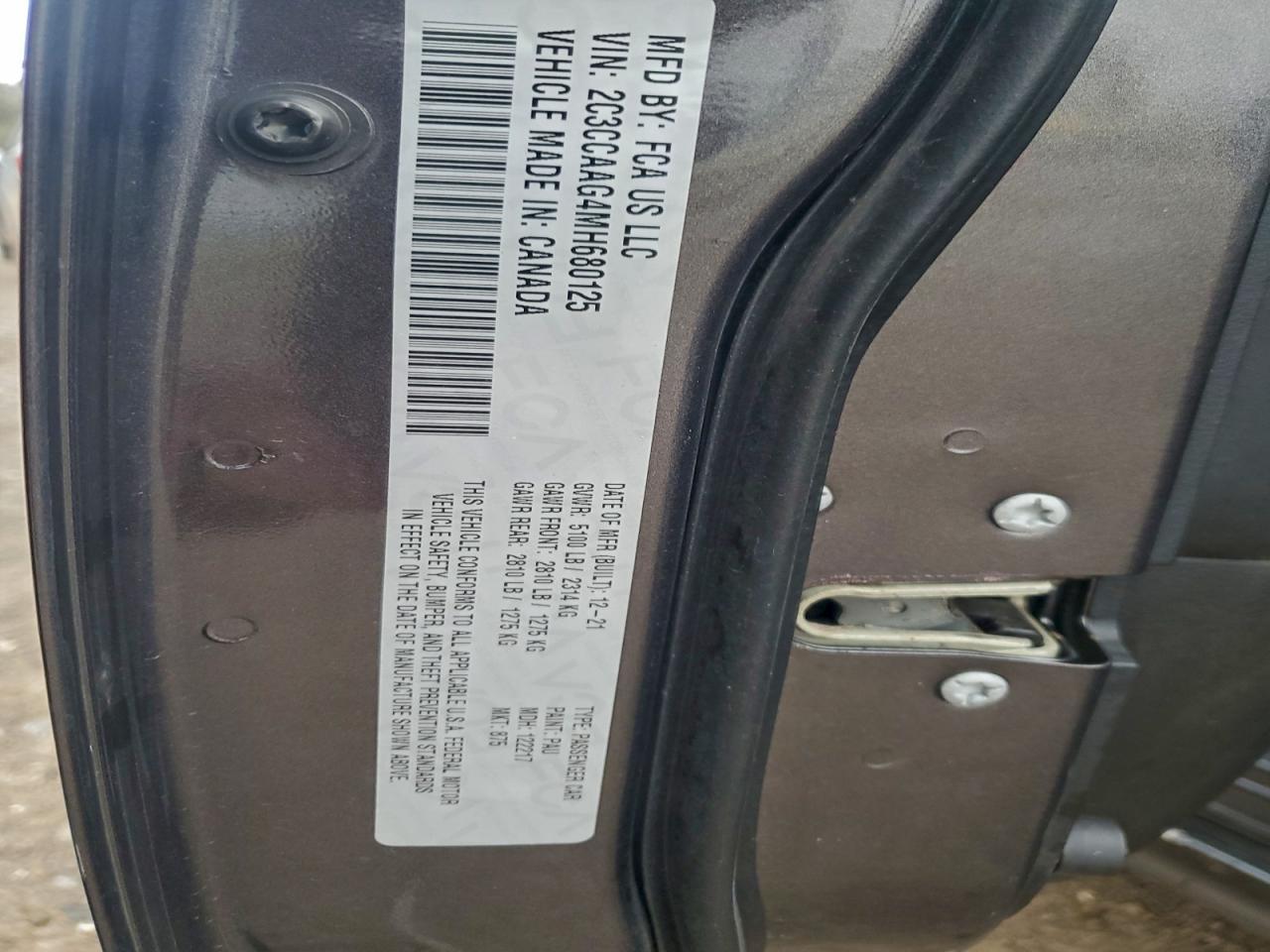 2021 Chrysler 300 Touring VIN: 2C3CCAAG4MH680125 Lot: 94082775