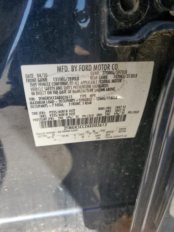 2010 Ford Flex Sel VIN: 2FMGK5CC2ABD03613 Lot: 90810995