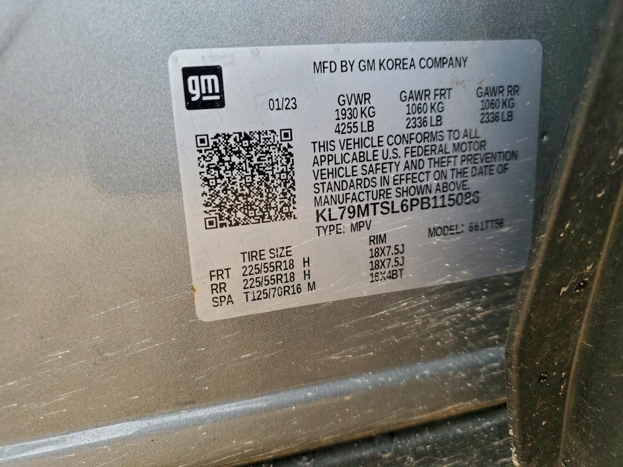 2023 Chevrolet Trailblazer Rs VIN: KL79MTSL6PB115086 Lot: 93692715