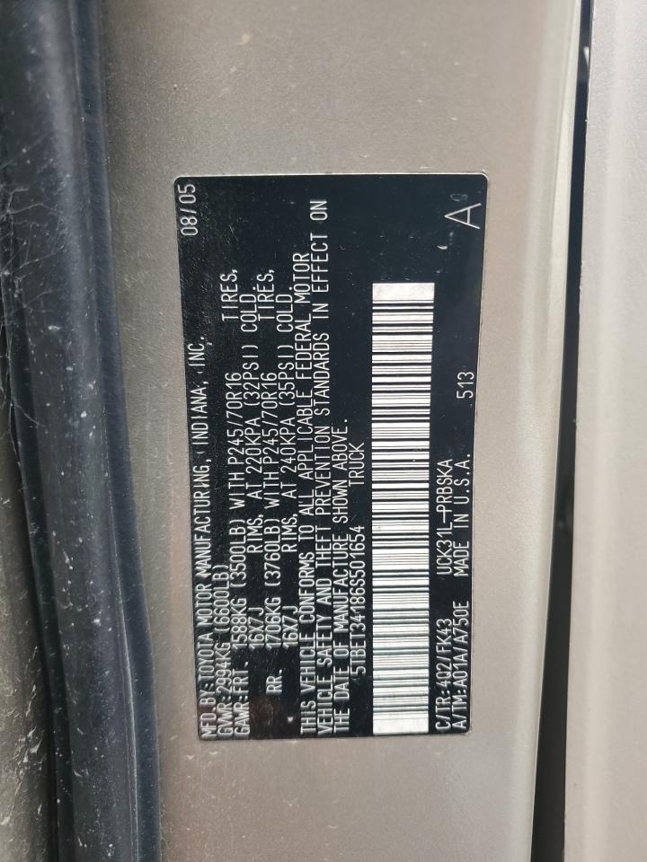 2006 Toyota Tundra Double Cab Sr5 VIN: 5TBET34186S501654 Lot: 93237085