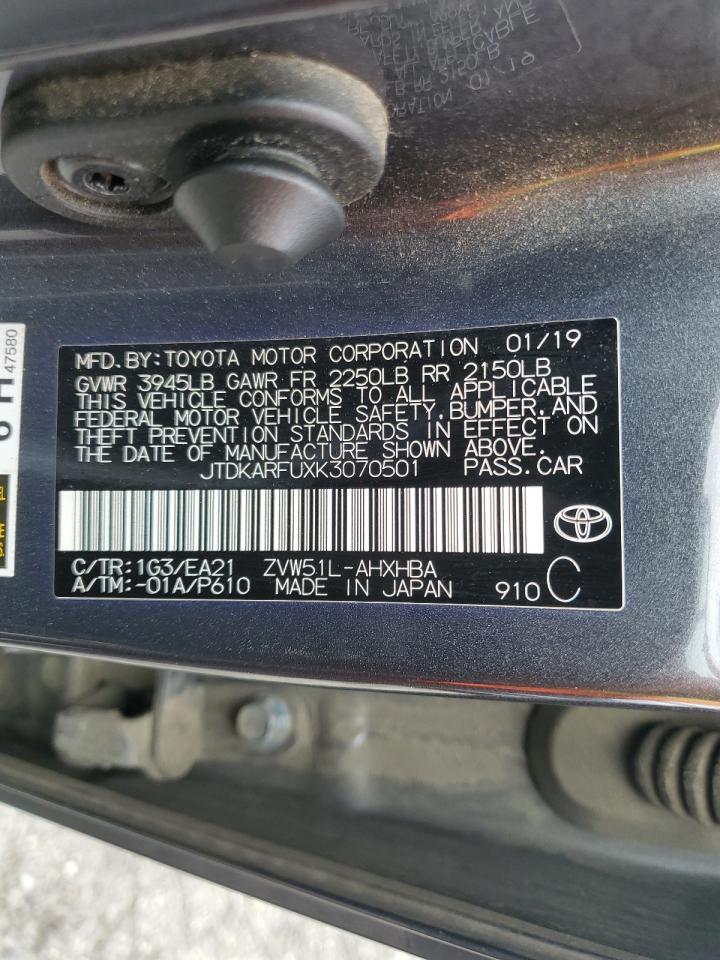 2019 Toyota Prius VIN: JTDKARFUXK3070501 Lot: 93557145