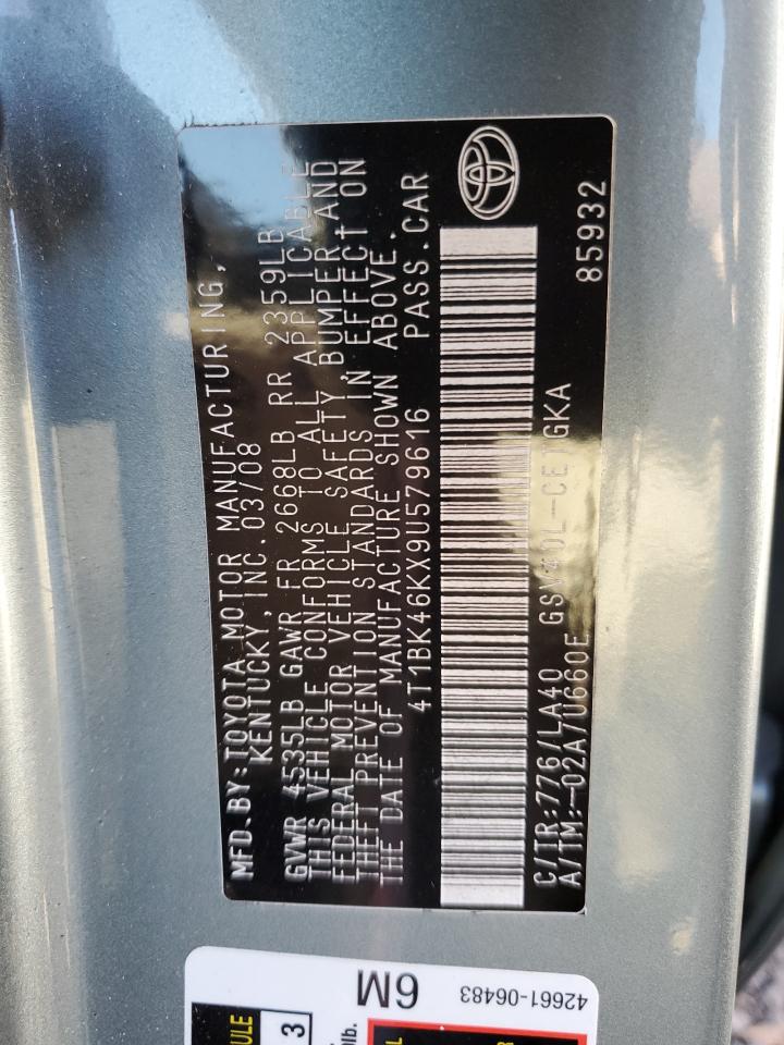 2009 Toyota Camry Se VIN: 4T1BK46KX9U579616 Lot: 91177365