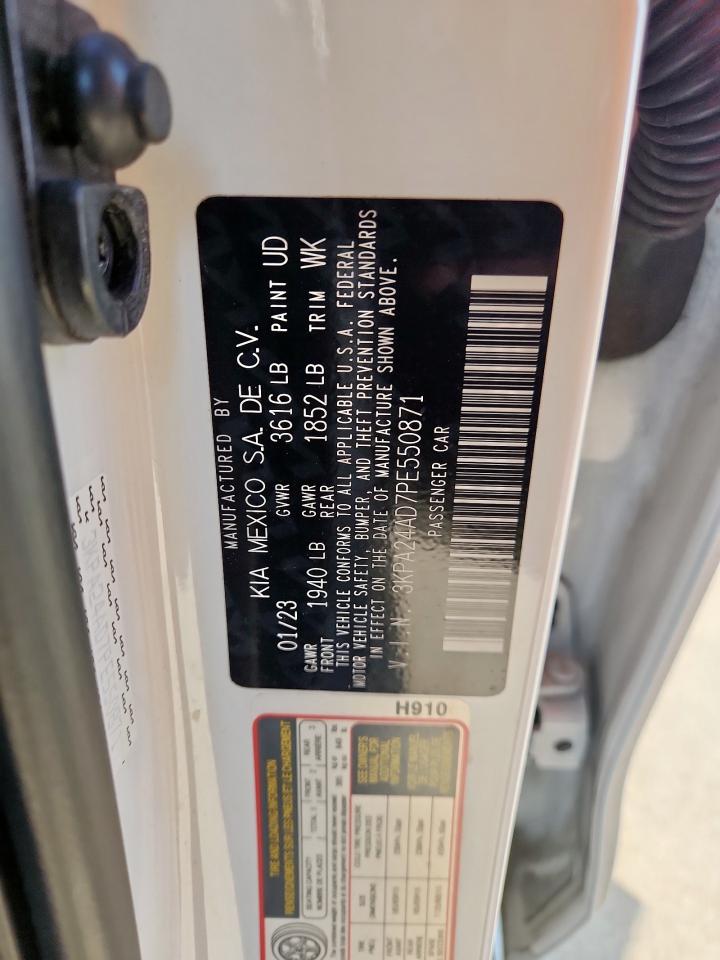 2023 Kia Rio Lx VIN: 3KPA24AD7PE550871 Lot: 93370075