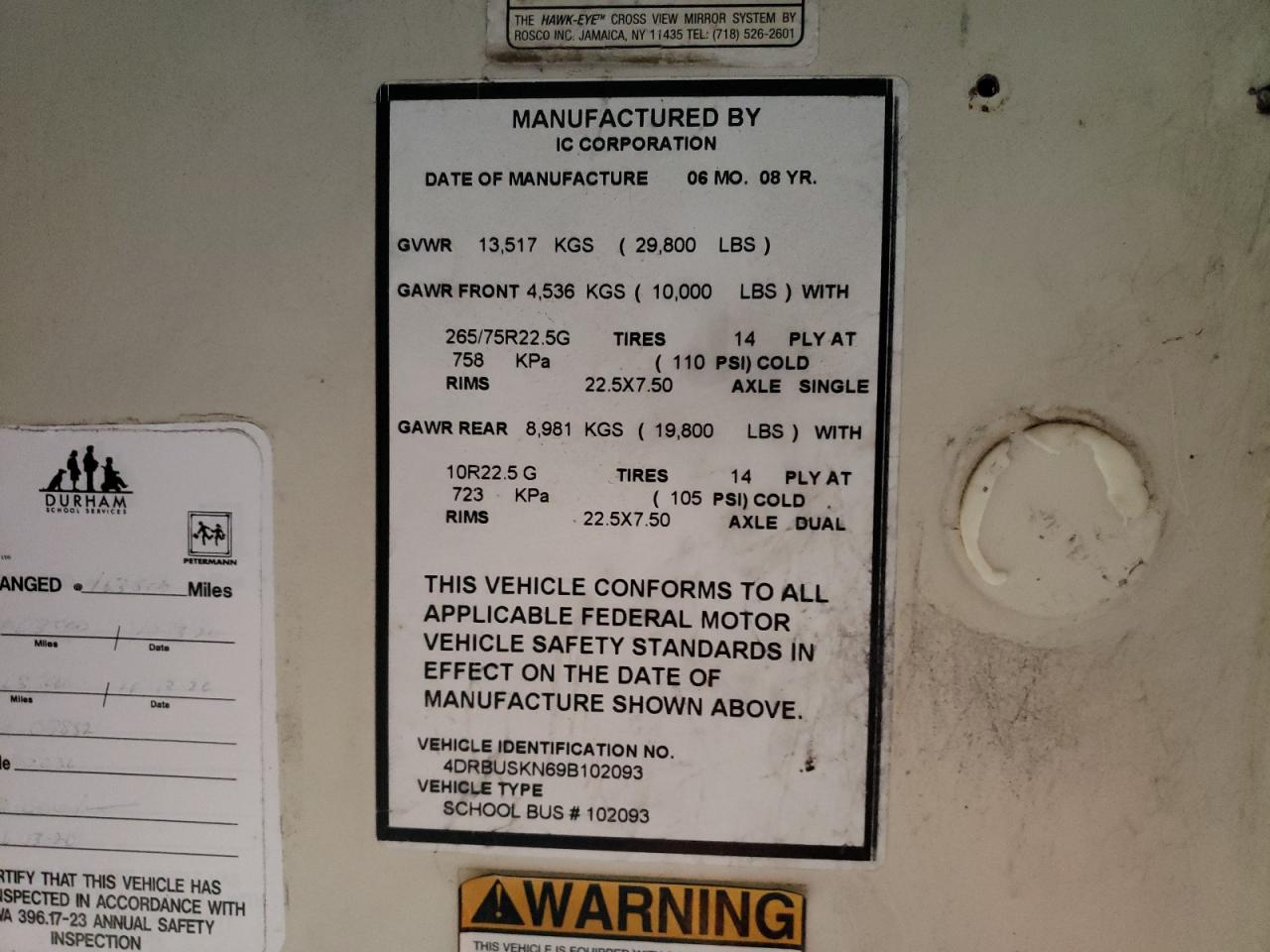 2009 Ic Corporation Ce Series School - School Bus VIN: 4DRBUSKN69B102093 Lot: 87116685