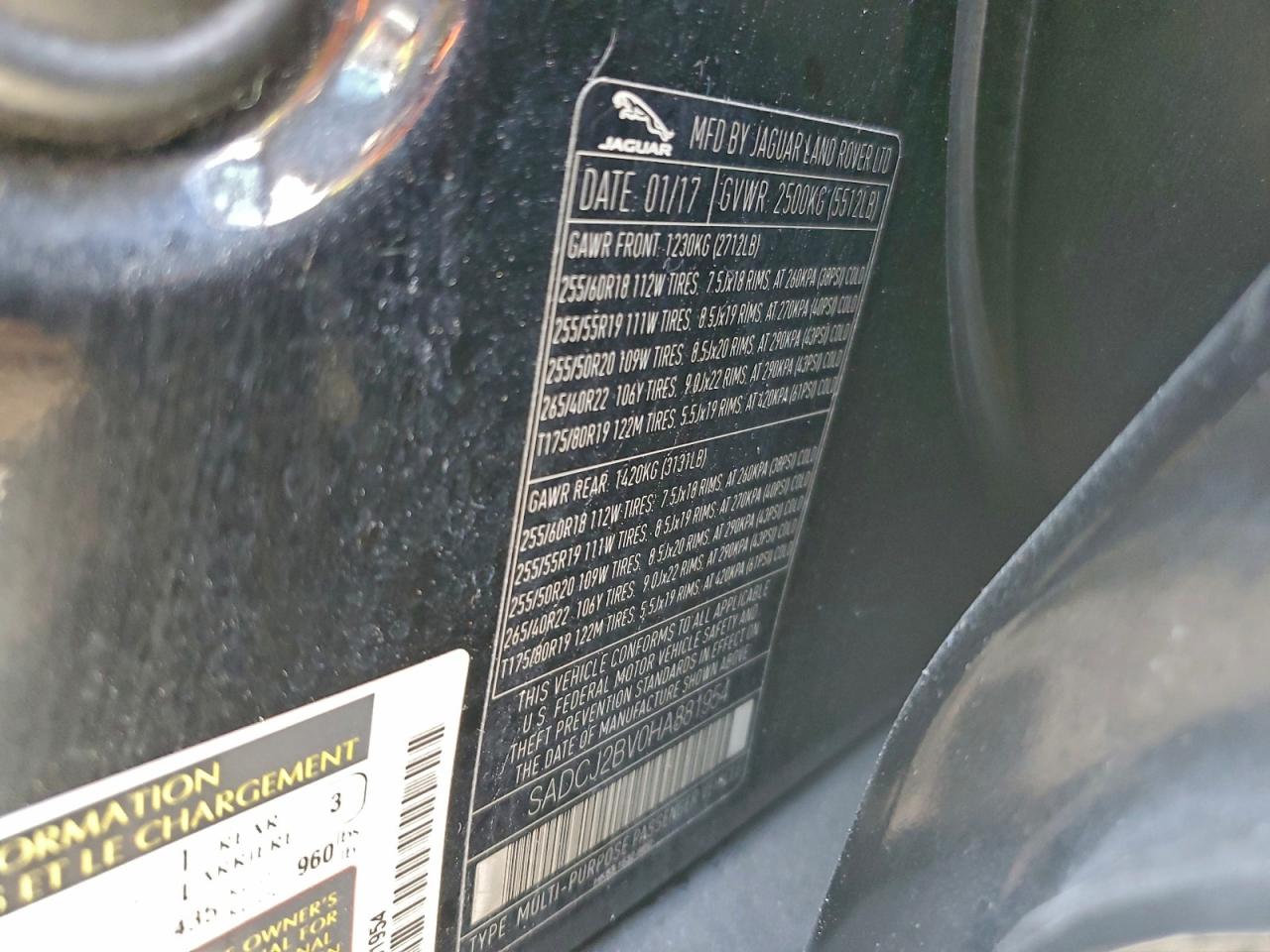 2017 Jaguar F-Pace Premium VIN: SADCJ2BV0HA881954 Lot: 92561105