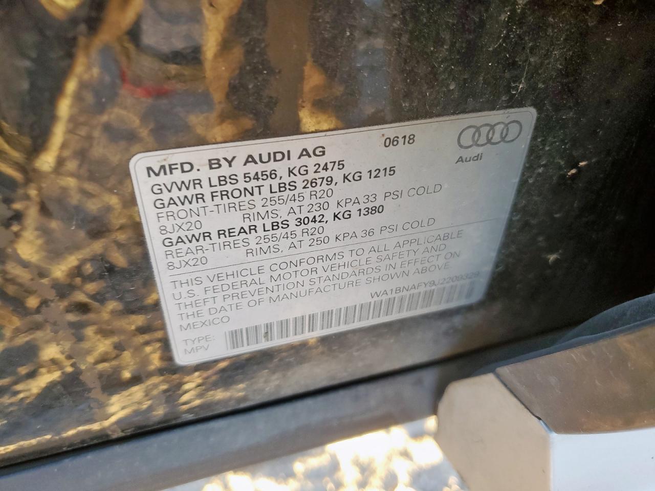 2018 Audi Q5 Premium Plus VIN: WA1BNAFY9J2209329 Lot: 91914805