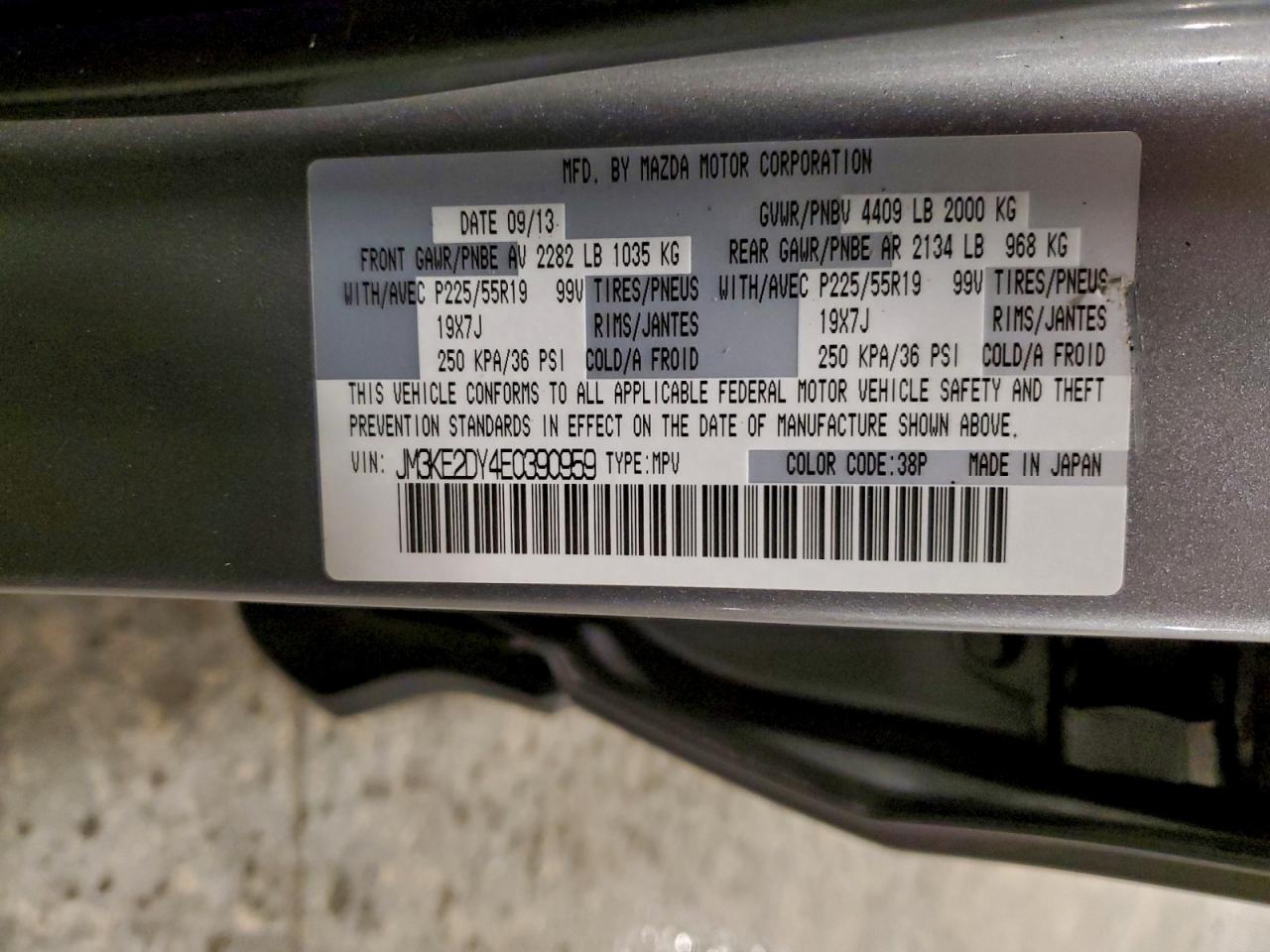 2014 Mazda Cx-5 Gt VIN: JM3KE2DY4E0390959 Lot: 93470635