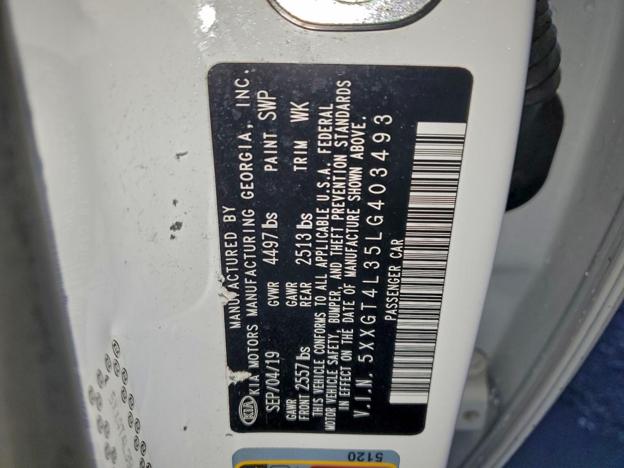 2020 Kia Optima Lx VIN: 5XXGT4L35LG403493 Lot: 94406515