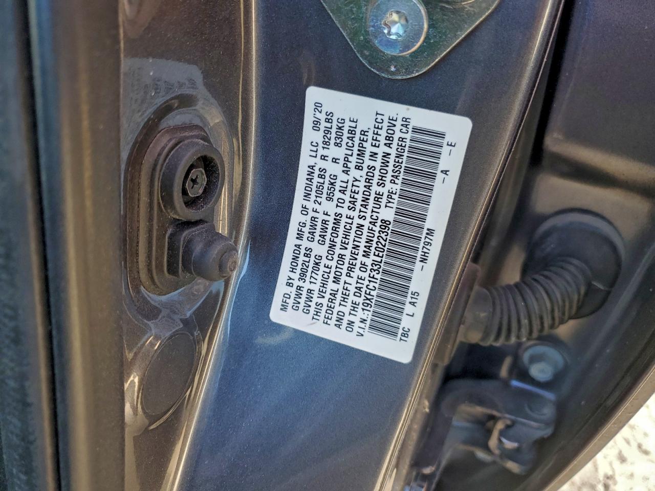 2020 Honda Civic Ex VIN: 19XFC1F33LE022398 Lot: 94631745