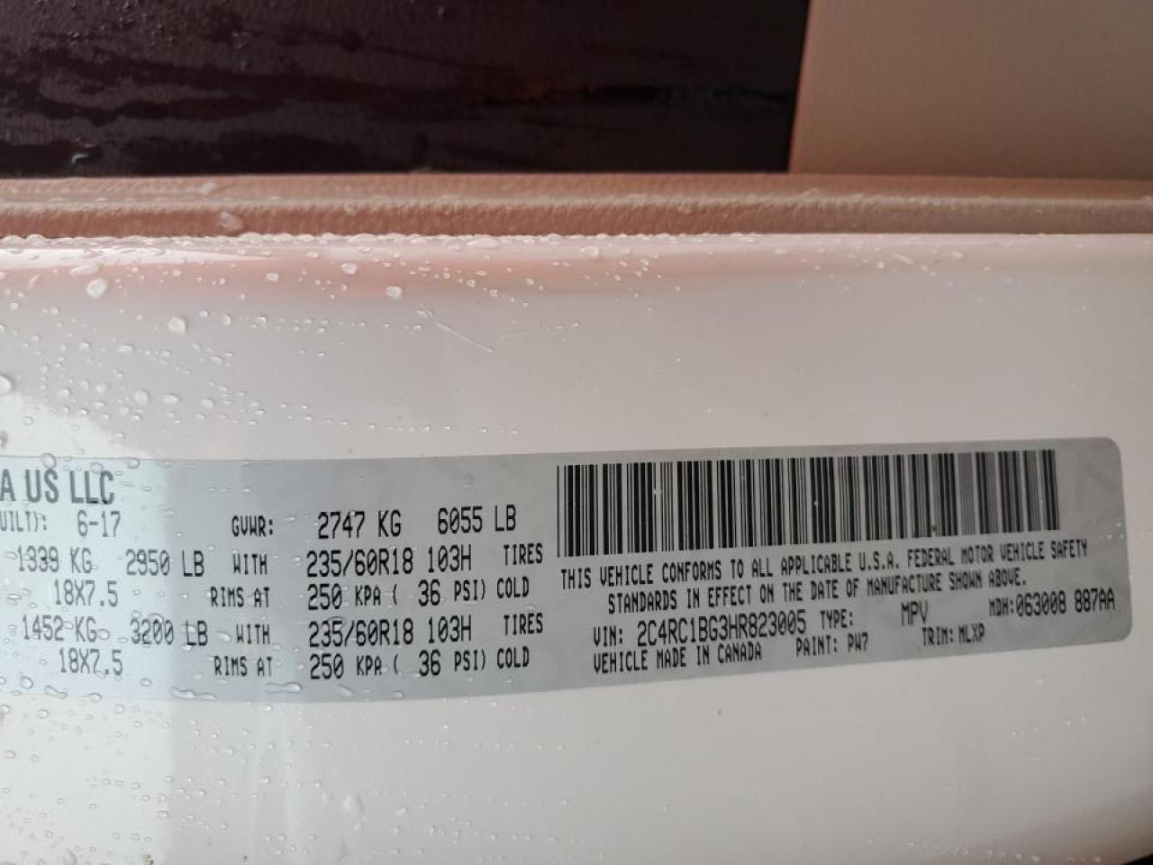 2017 Chrysler Pacifica Touring L VIN: 2C4RC1BG3HR823005 Lot: 93031835