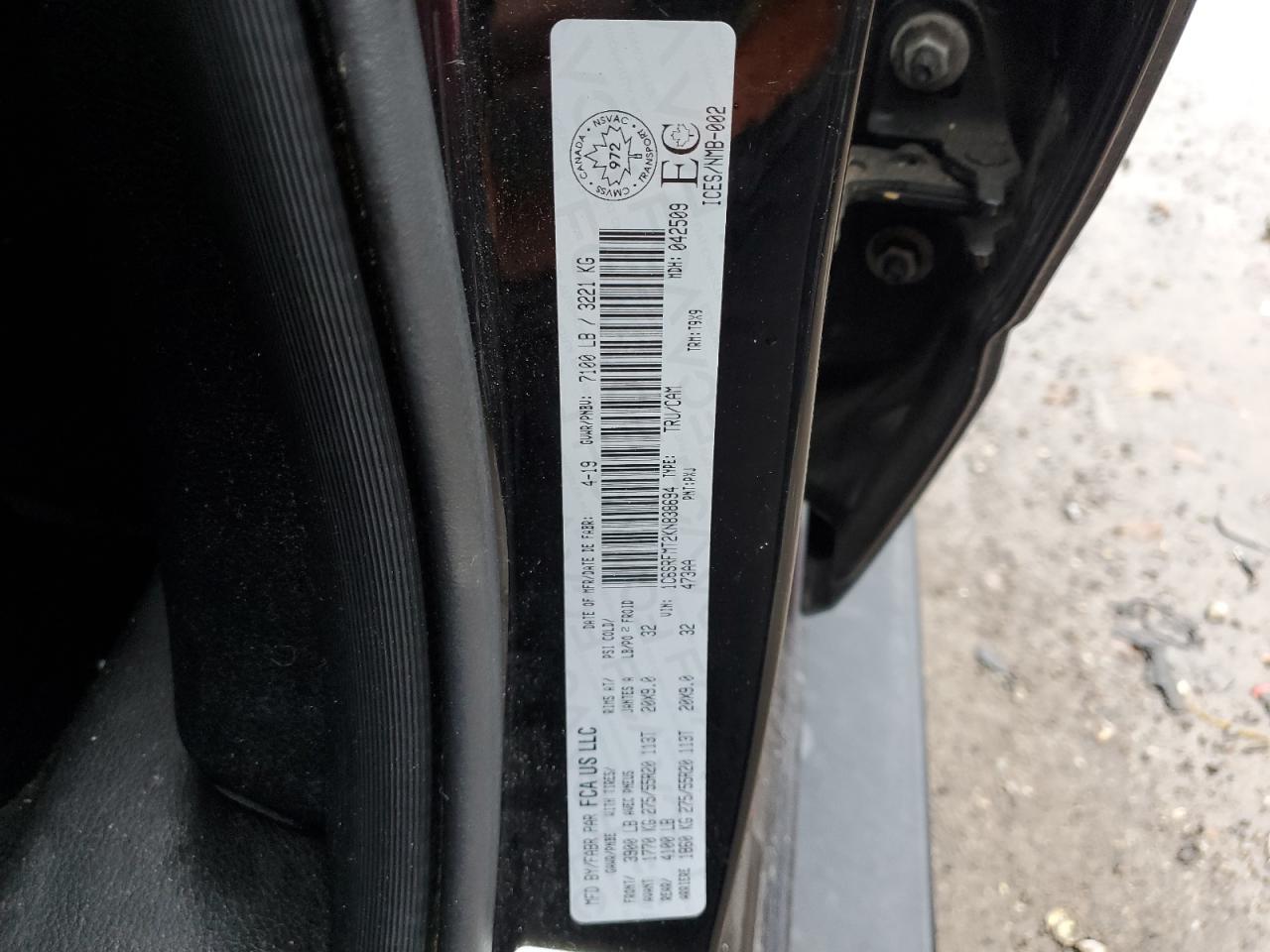 2019 Ram 1500 Big Horn/Lone Star VIN: 1C6SRFMT2KN838694 Lot: 93553555