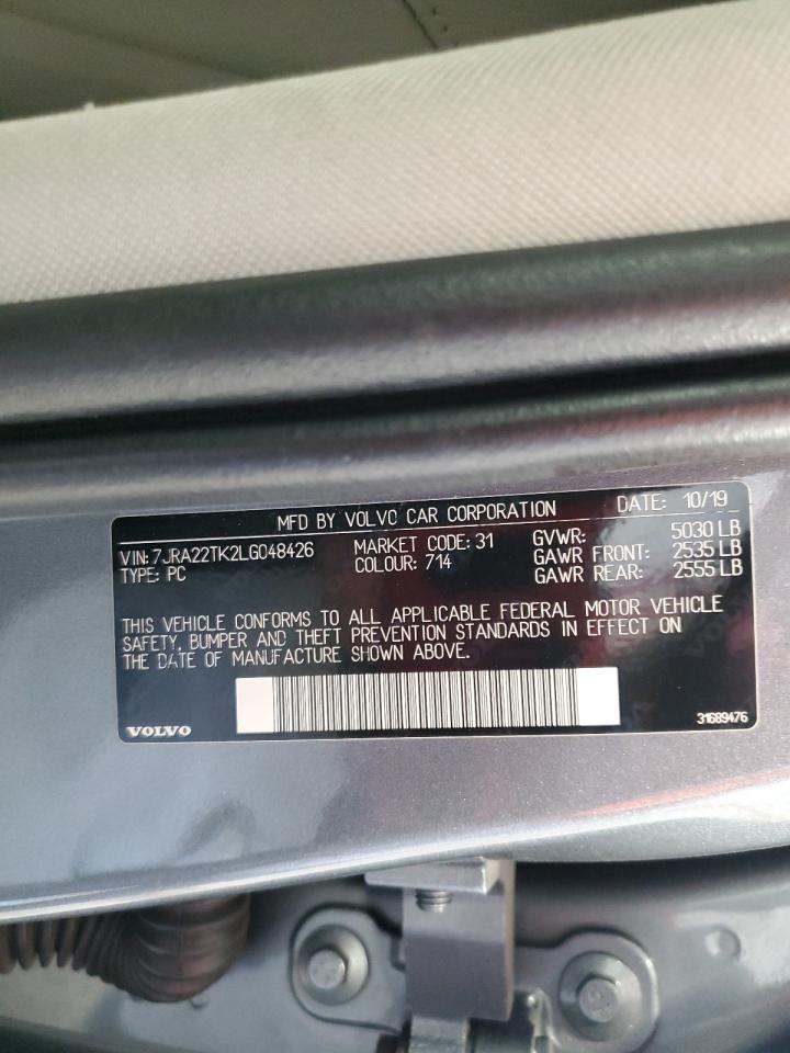 2020 Volvo S60 T6 Momentum VIN: 7JRA22TK2LG048426 Lot: 93479525