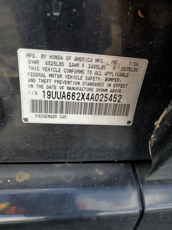2004 Acura Tl VIN: 19UUA662X4A025452 Lot: 86545545