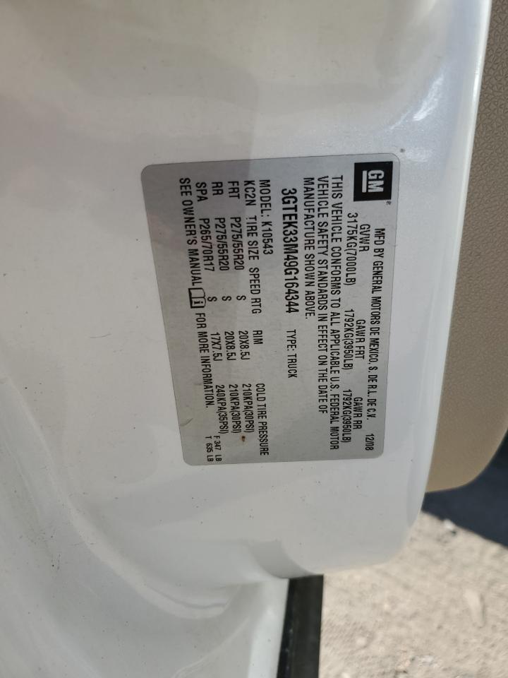 2009 GMC Sierra K1500 Slt VIN: 3GTEK33M49G164344 Lot: 93101615