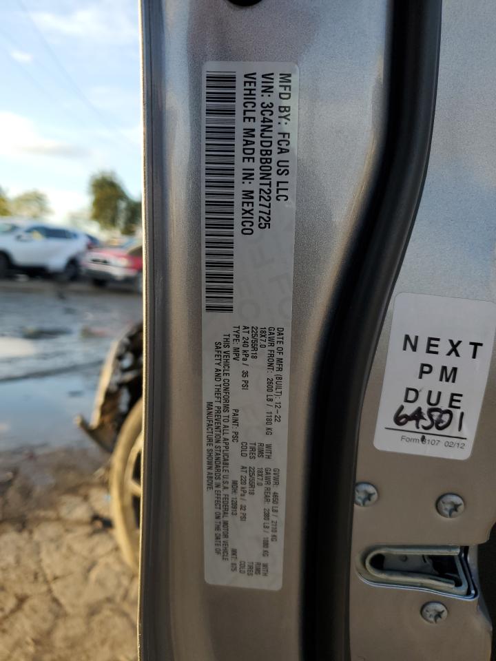 2022 Jeep Compass Latitude VIN: 3C4NJDBB0NT227725 Lot: 93071995