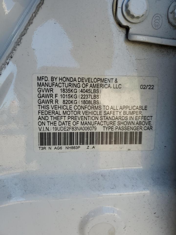 2022 Acura Ilx Premium A-Spec VIN: 19UDE2F83NA006079 Lot: 92385025