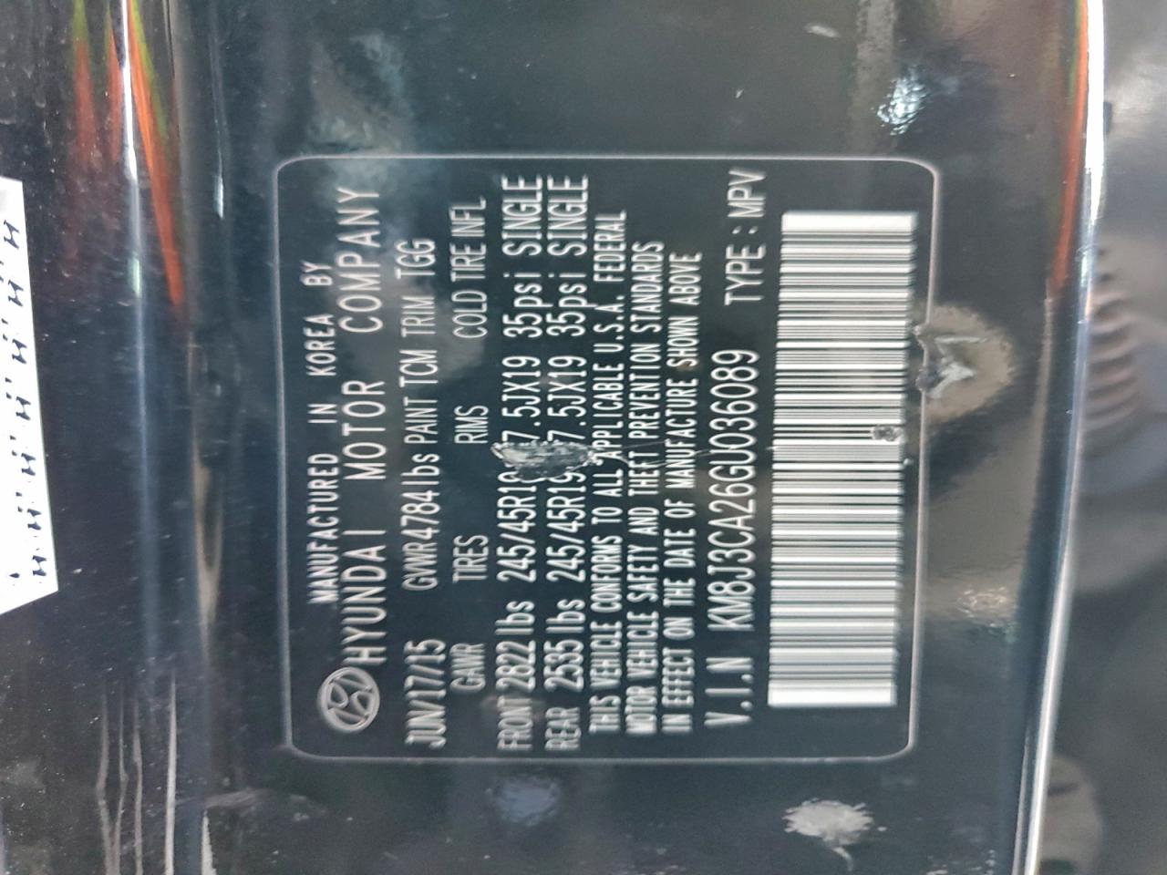 2016 Hyundai Tucson Limited VIN: KM8J3CA26GU036089 Lot: 94315675