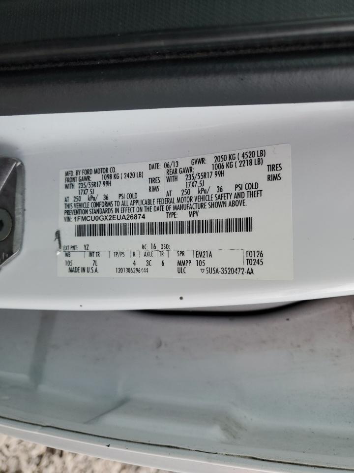 2014 Ford Escape Se VIN: 1FMCU0GX2EUA26874 Lot: 93012075