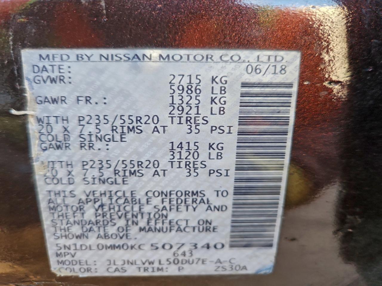 2019 Infiniti Qx60 Luxe VIN: 5N1DL0MM0KC507340 Lot: 94560135