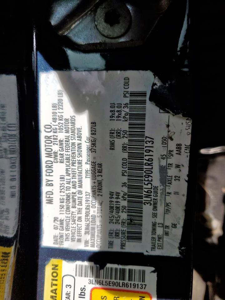 2020 Lincoln Mkz Reserve VIN: 3LN6L5E90LR619137 Lot: 91856865