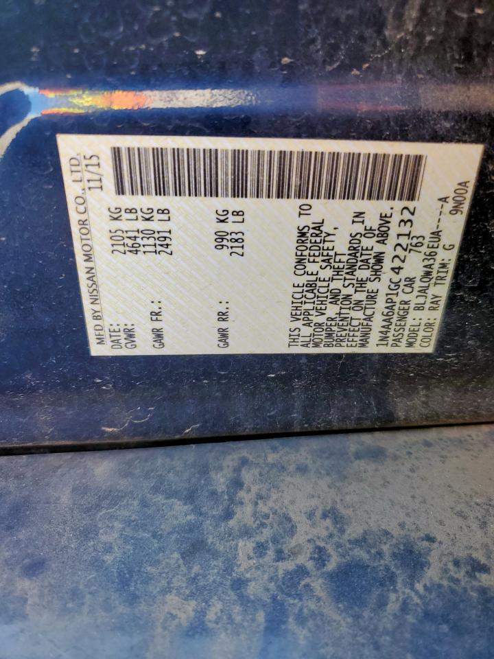 2016 Nissan Maxima 3.5S VIN: 1N4AA6AP1GC422132 Lot: 93093225