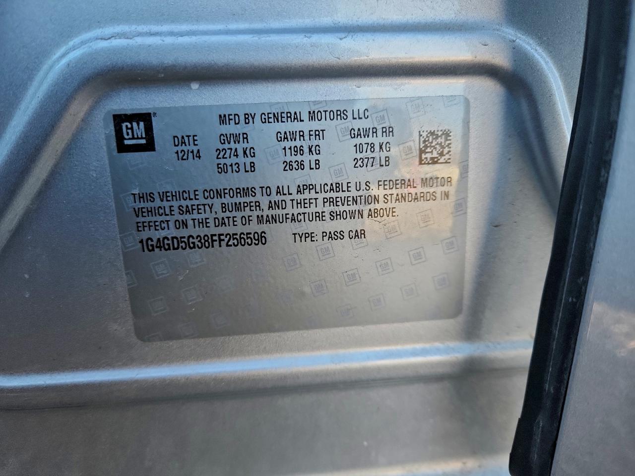 2015 Buick Lacrosse Premium VIN: 1G4GD5G38FF256596 Lot: 94438215