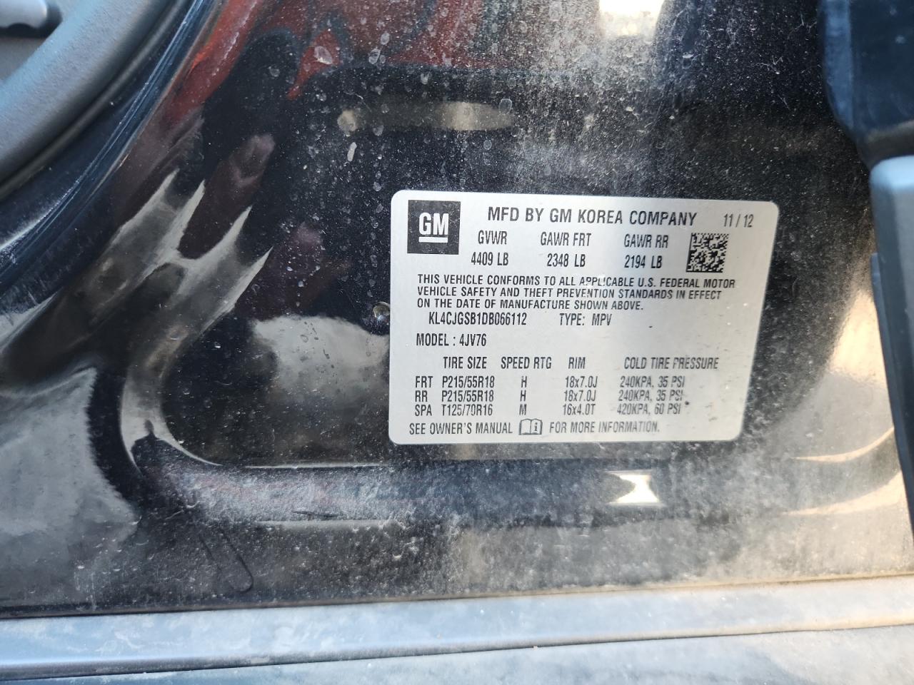 2013 Buick Encore VIN: KL4CJGSB1DB066112 Lot: 92000105