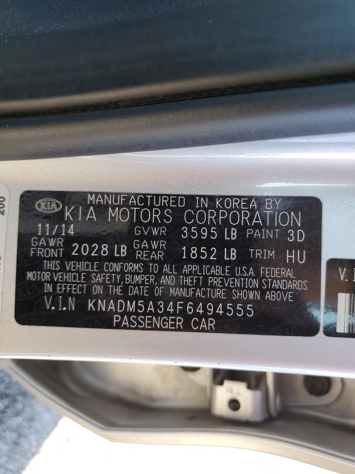 2015 Kia Rio Lx VIN: KNADM5A34F6494555 Lot: 92120475