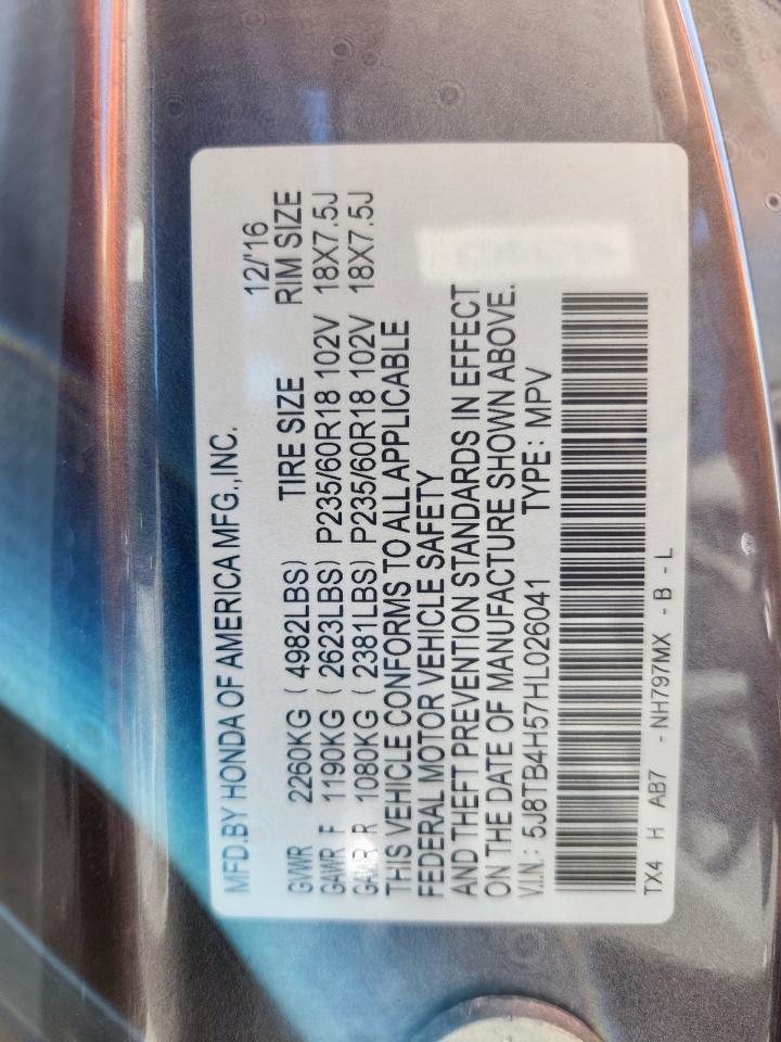 2017 Acura Rdx Technology VIN: 5J8TB4H57HL026041 Lot: 91236665