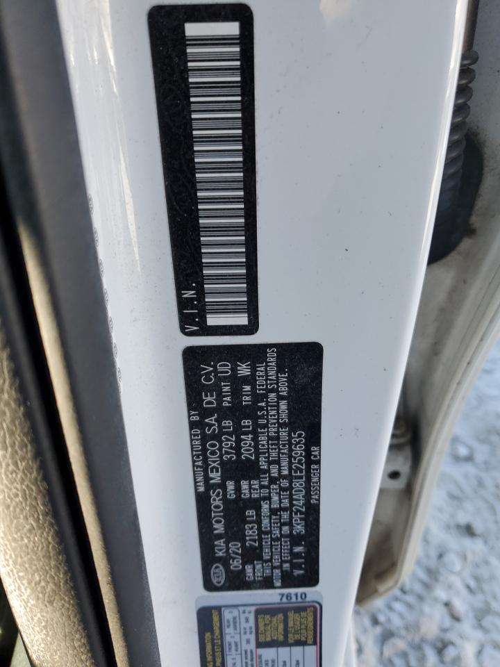 2020 Kia Forte Fe VIN: 3KPF24AD8LE259635 Lot: 92878305