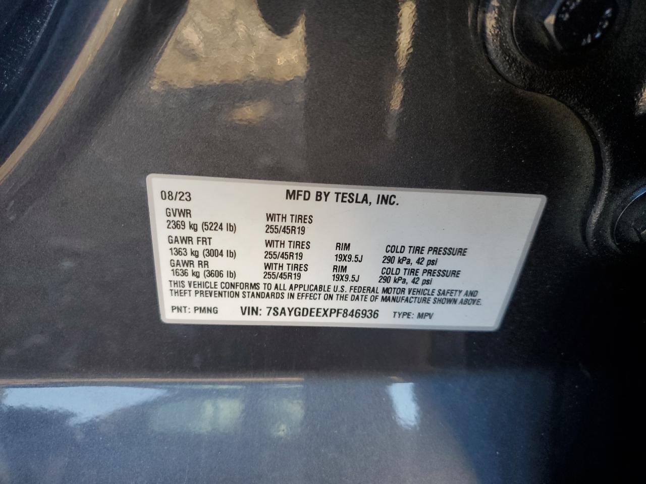 2023 Tesla Model Y VIN: 7SAYGDEEXPF846936 Lot: 84642675