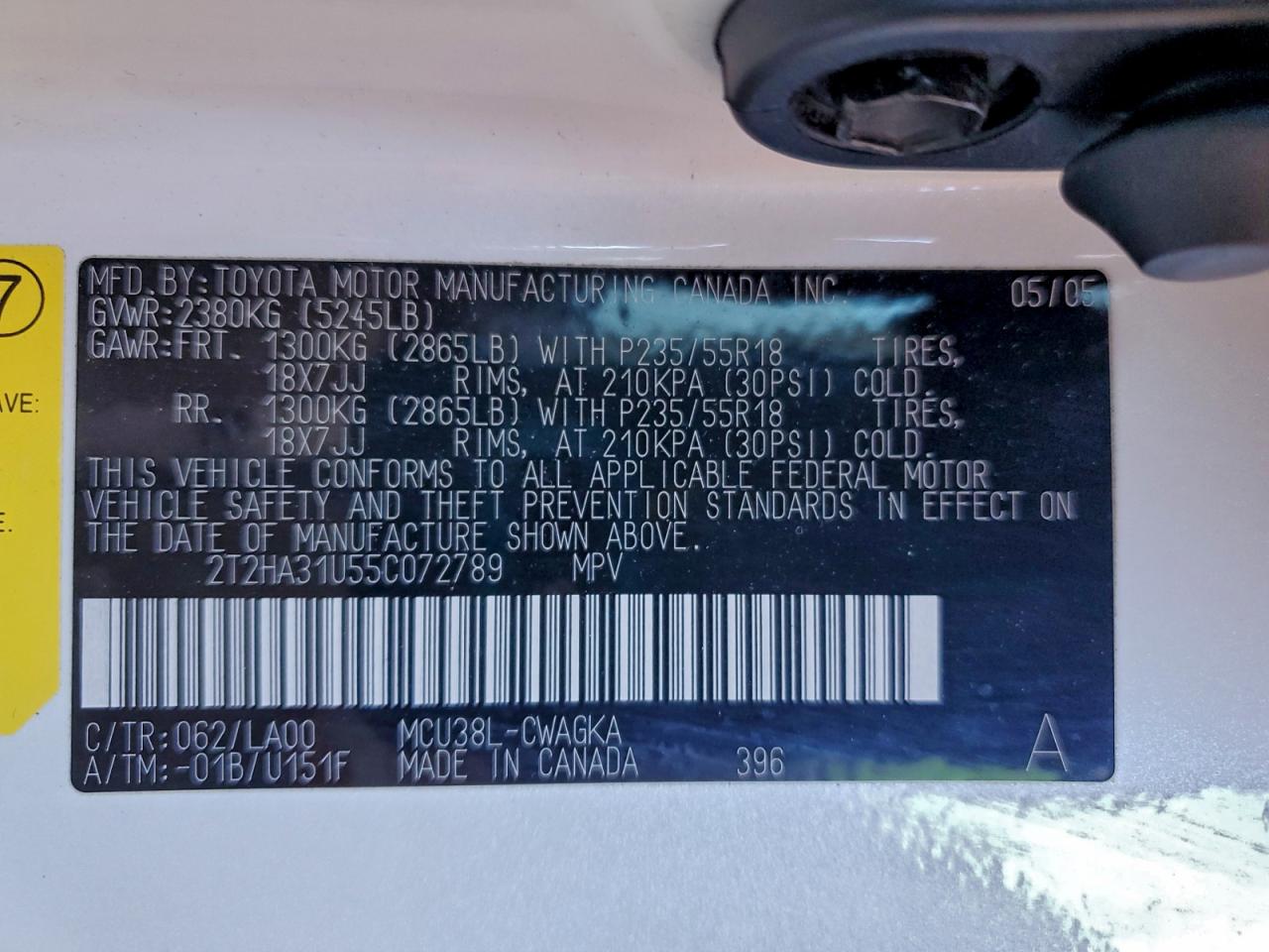 2005 Lexus Rx 330 VIN: 2T2HA31U55C072789 Lot: 94304105