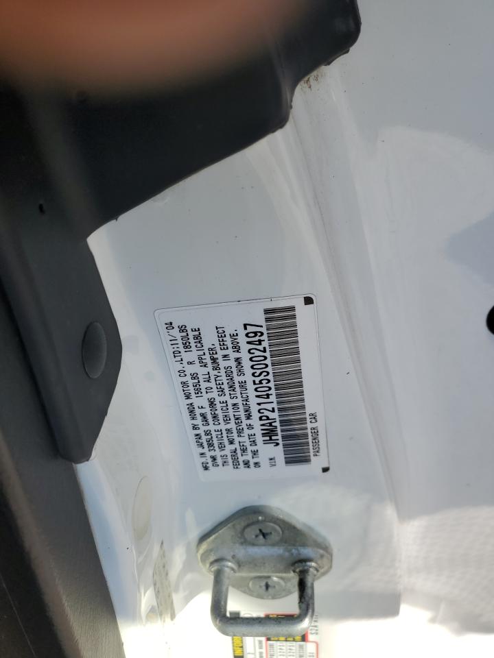 2005 Honda S2000 VIN: JHMAP21405S002497 Lot: 91072685