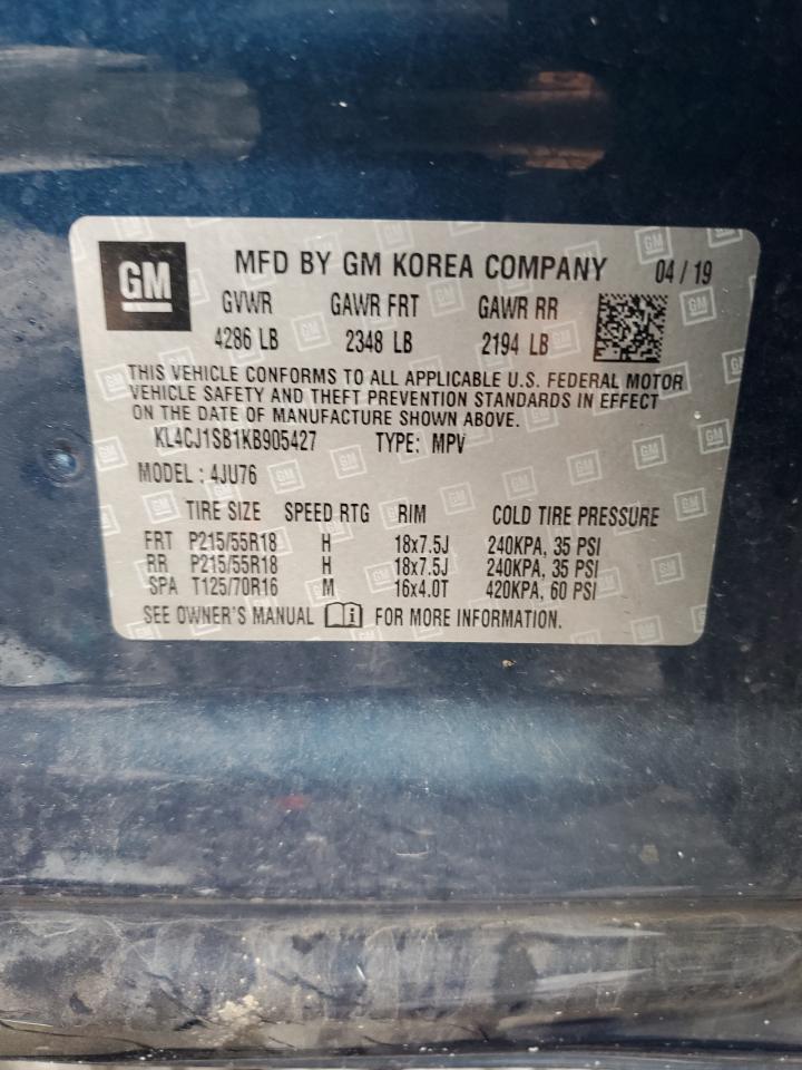 2019 Buick Encore Sport Touring VIN: KL4CJ1SB1KB905427 Lot: 92909575