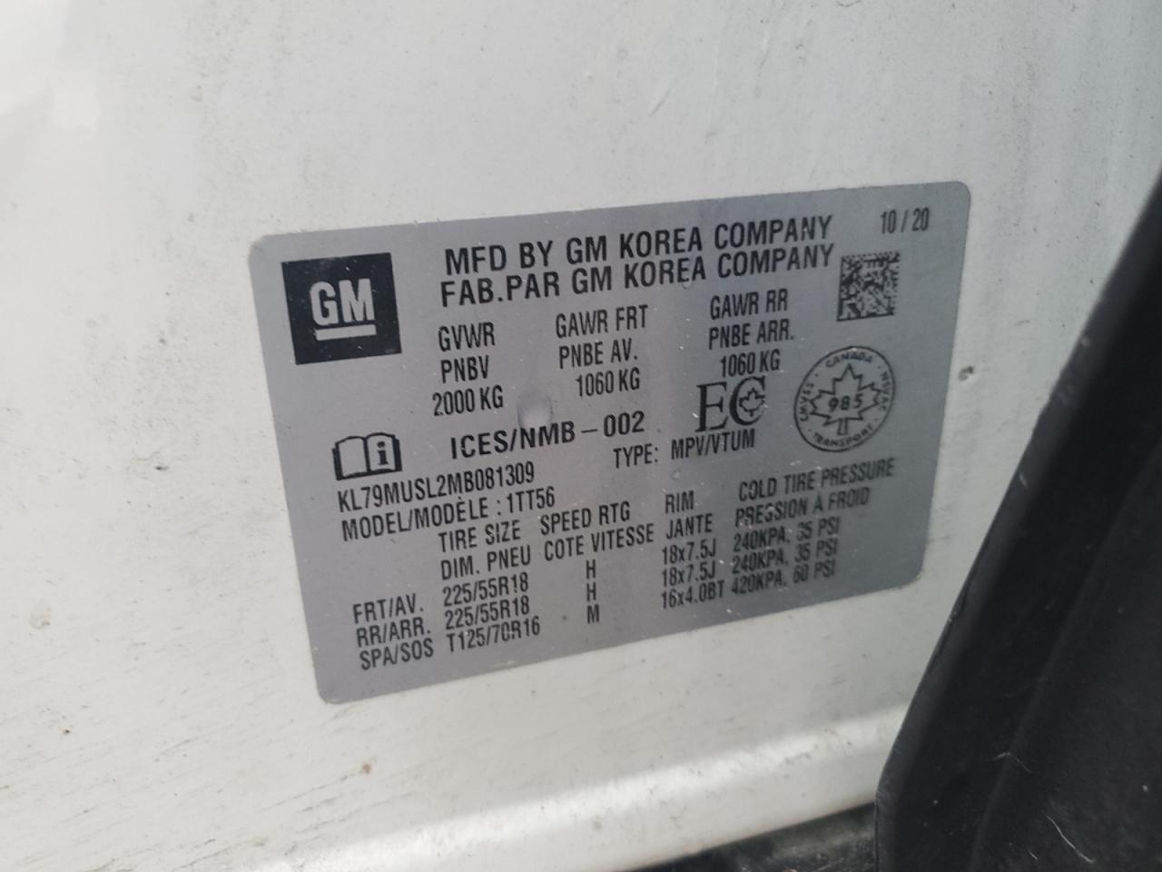 2021 Chevrolet Trailblazer Rs VIN: KL79MUSL2MB081309 Lot: 92279035