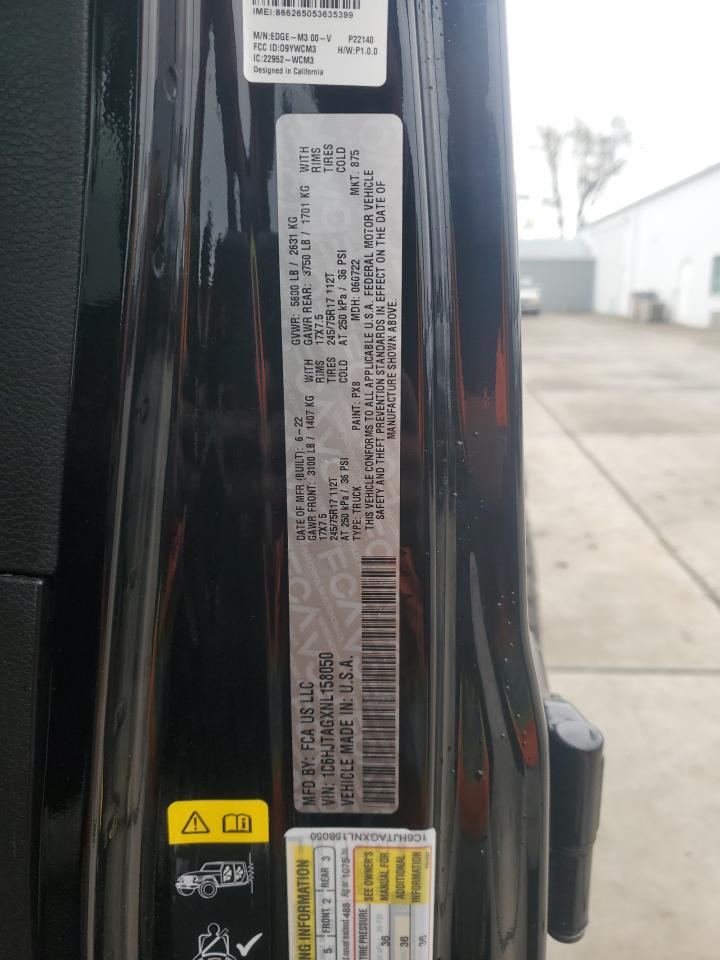 2022 Jeep Gladiator Sport VIN: 1C6HJTAGXNL158050 Lot: 91237385