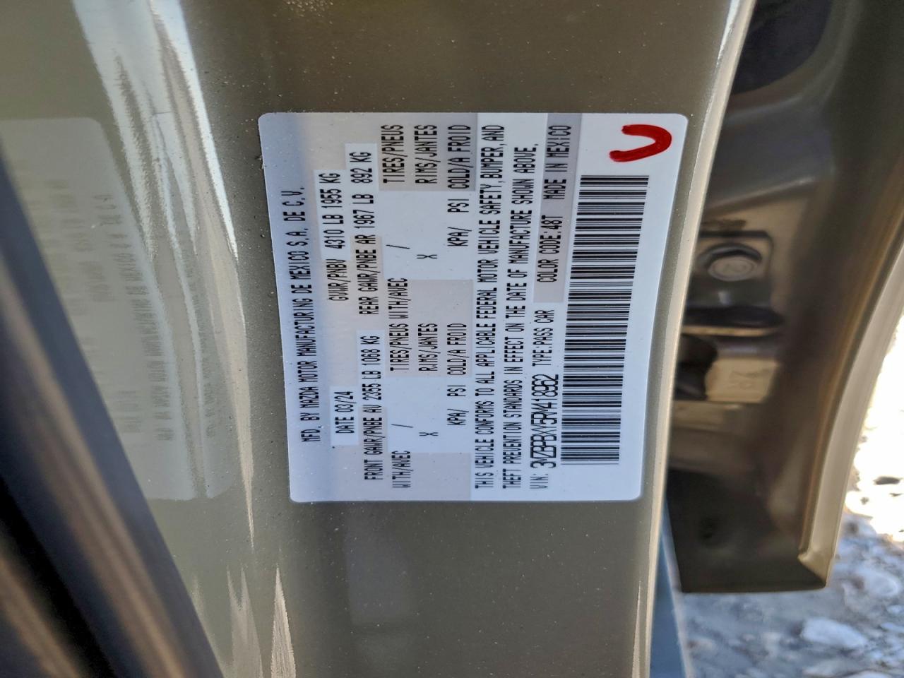 2024 Mazda 3 Carbon Turbo VIN: 3MZBPBXY5RM418962 Lot: 93645185