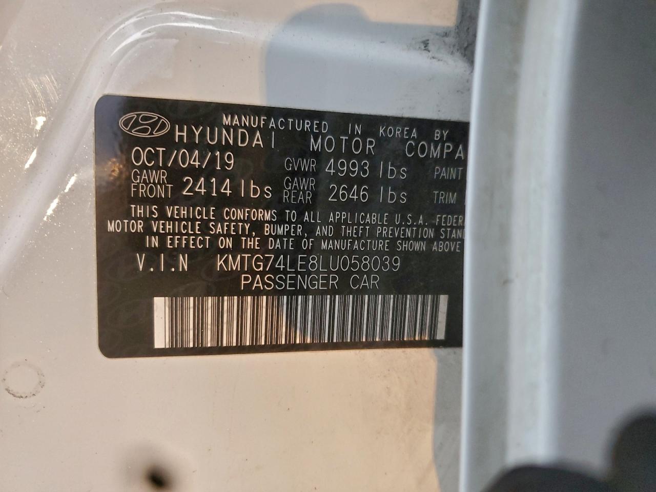 2020 Genesis G70 Elite VIN: KMTG74LE8LU058039 Lot: 94349425