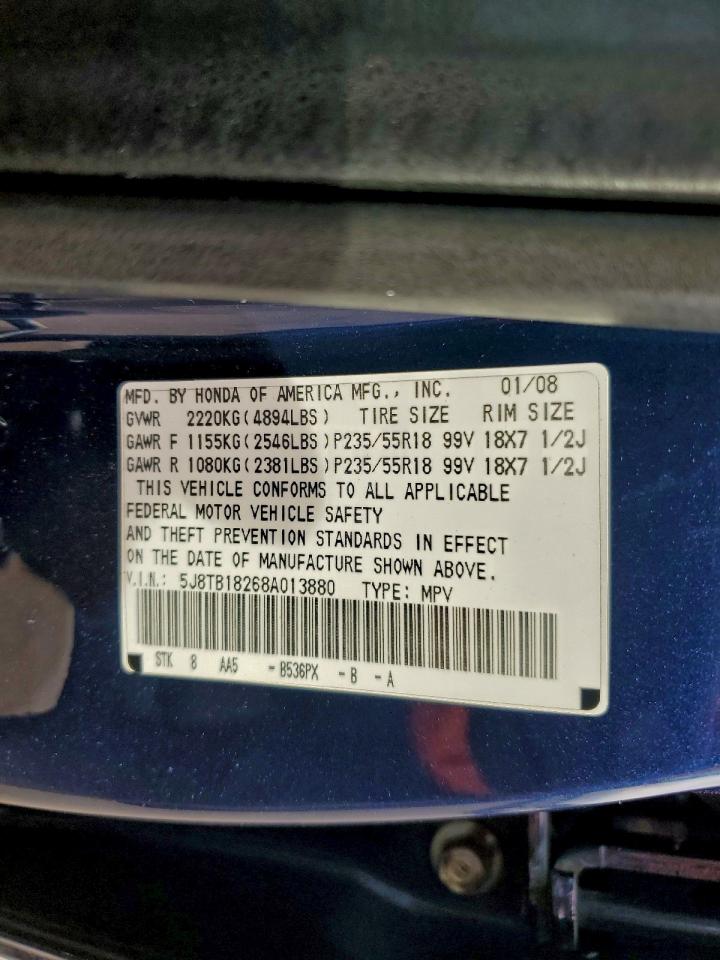 2008 Acura Rdx VIN: 5J8TB18268A013880 Lot: 94335905