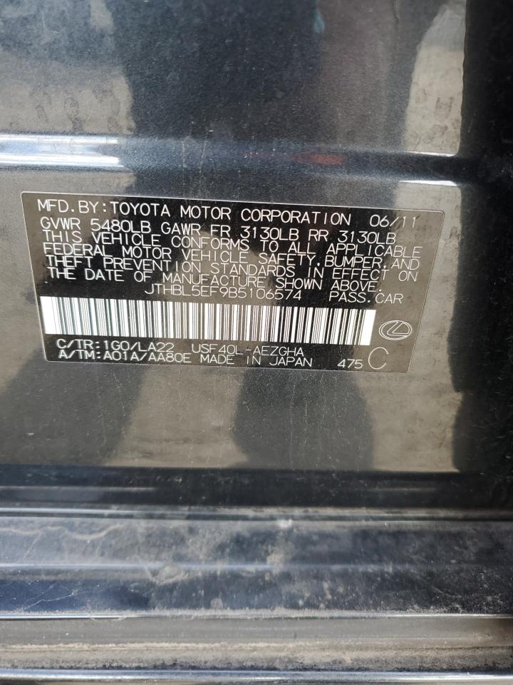 2011 Lexus Ls 460 VIN: JTHBL5EF9B5106574 Lot: 93753145