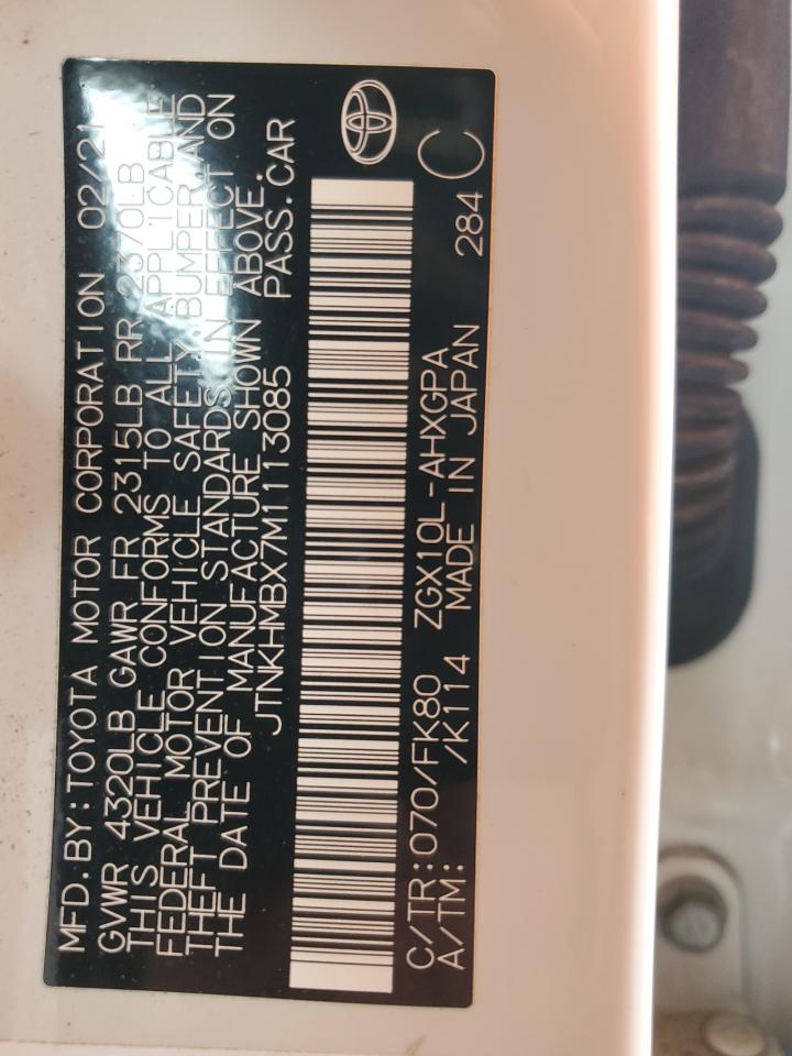 2021 Toyota C-Hr Xle VIN: JTNKHMBX7M1113085 Lot: 91030985