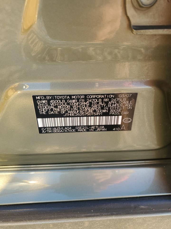 2007 Lexus Is 350 VIN: JTHBE262575015491 Lot: 93140865