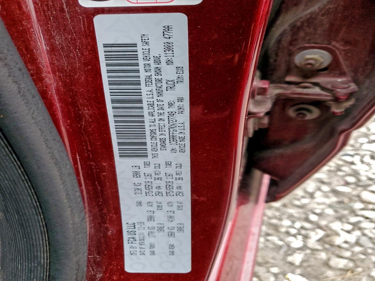 2019 Ram 1500 Big Horn/Lone Star VIN: 1C6RRFFG7KN727749 Lot: 93943685