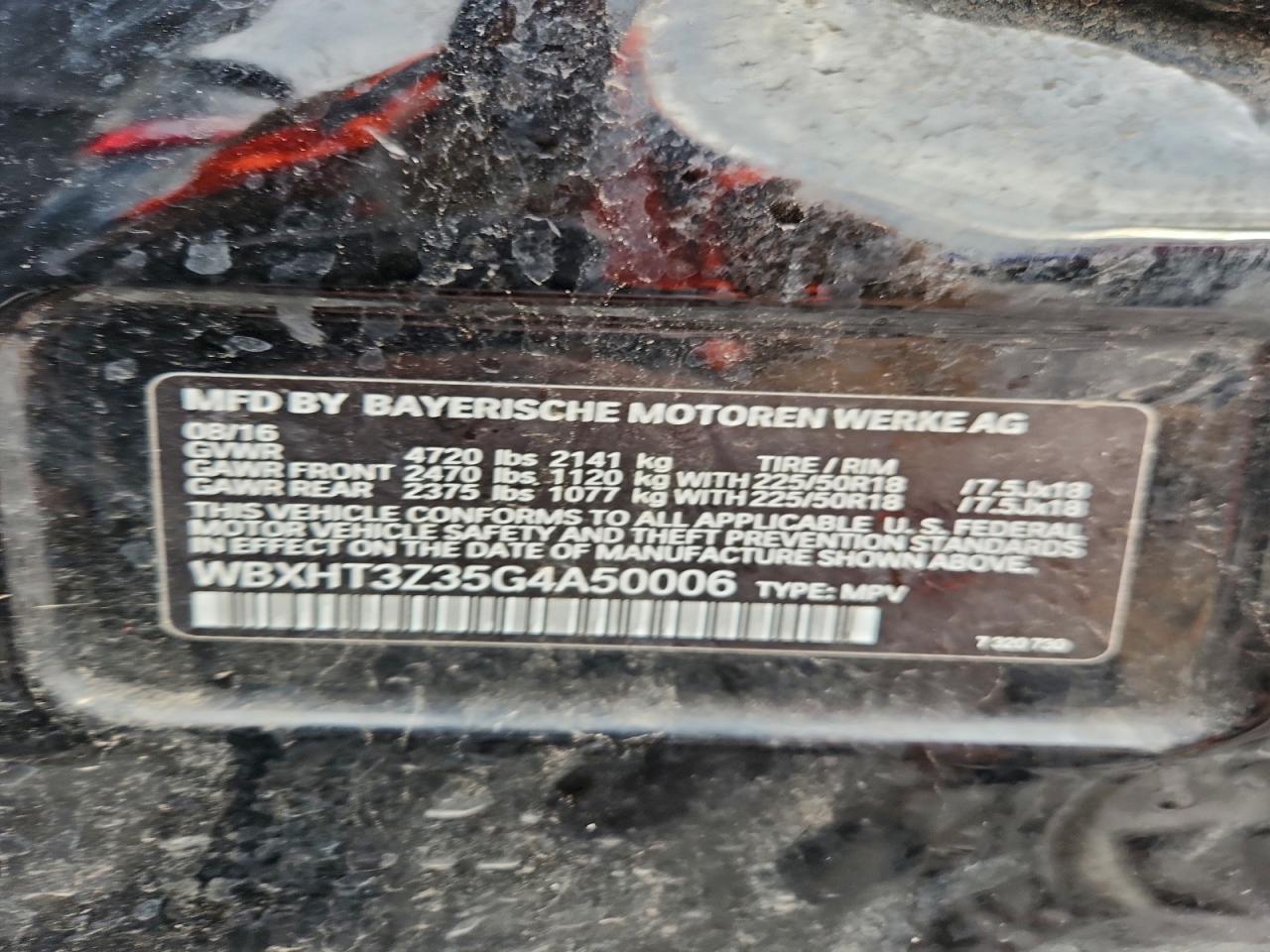 2016 BMW X1 xDrive28I VIN: WBXHT3Z35G4A50006 Lot: 93197855