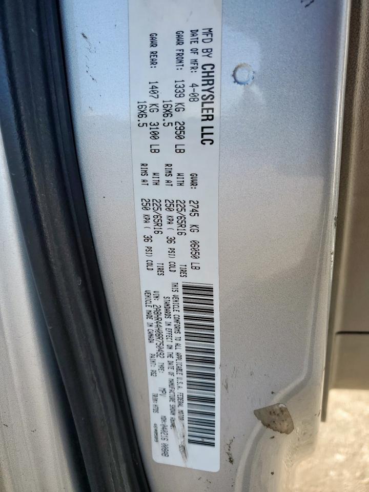 2008 Chrysler Town & Country Lx VIN: 2A8HR44H08R750492 Lot: 91994295