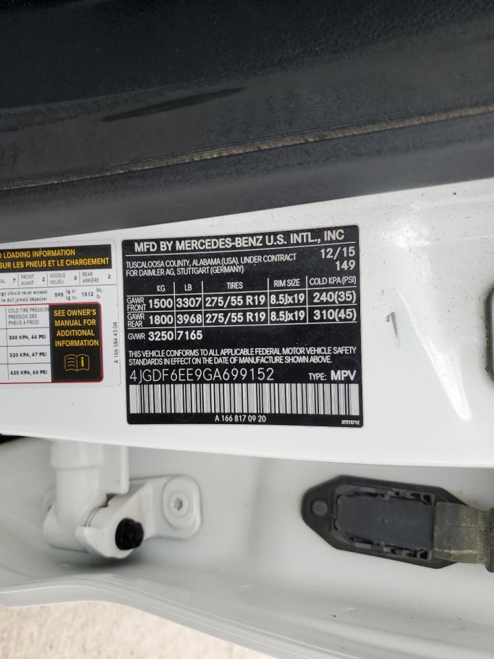 2016 Mercedes-Benz Gl 450 4Matic VIN: 4JGDF6EE9GA699152 Lot: 92230435