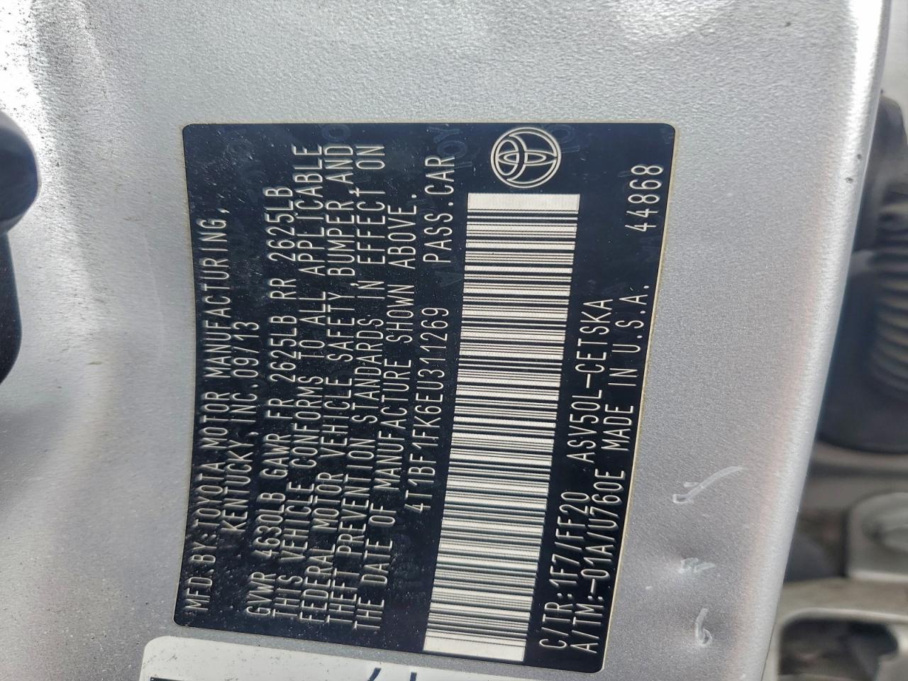 2014 Toyota Camry L VIN: 4T1BF1FK6EU311269 Lot: 93876605