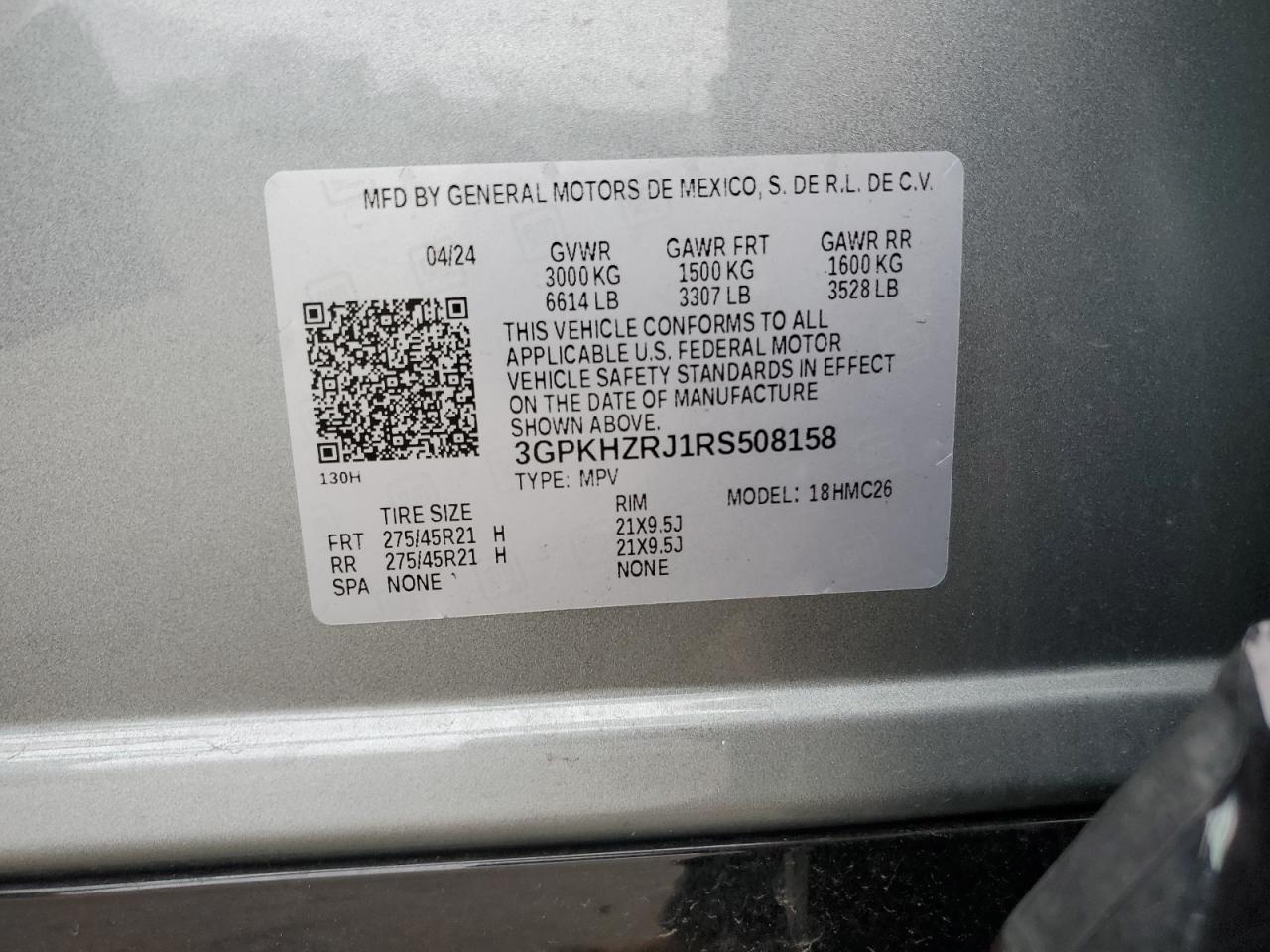 2024 Honda Prologue Elite VIN: 3GPKHZRJ1RS508158 Lot: 92321275